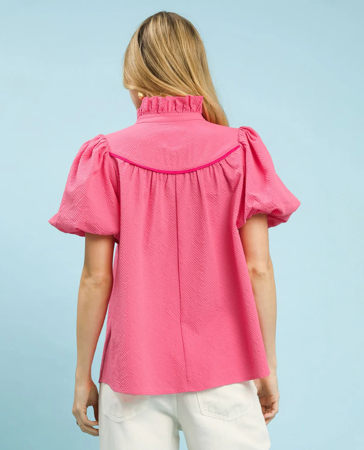 Umgee Solid Ruffle Neck Top - Image 4