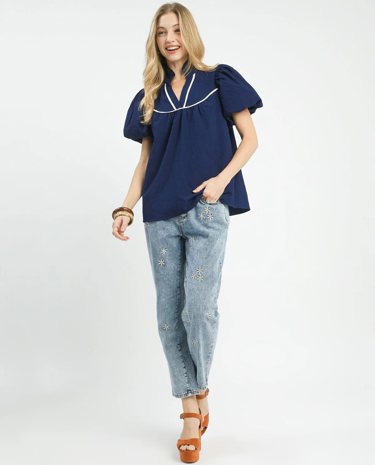 Umgee Solid Ruffle Neck Top - Image 5