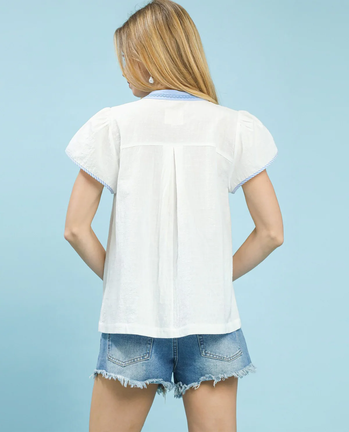 Umgee Solid Top With Abstract Applique Off White - Image 3