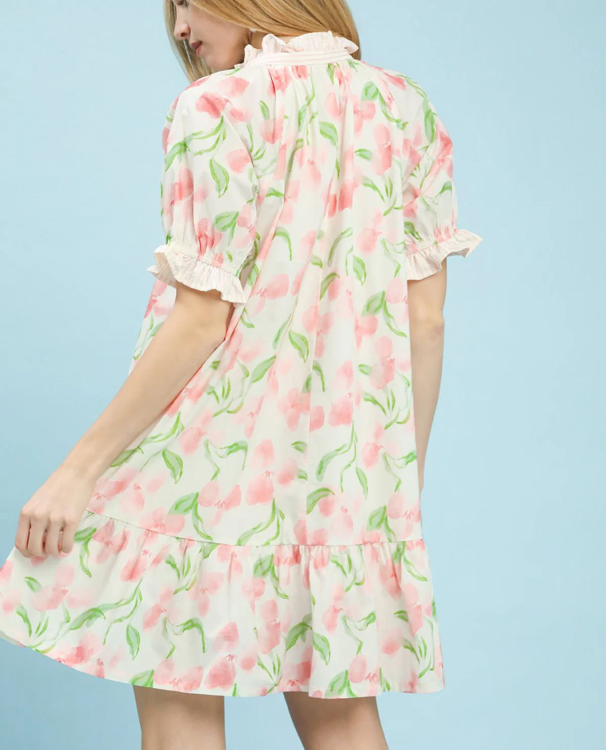 Umgee Stripe and Floral Print Dress Pink - Image 3