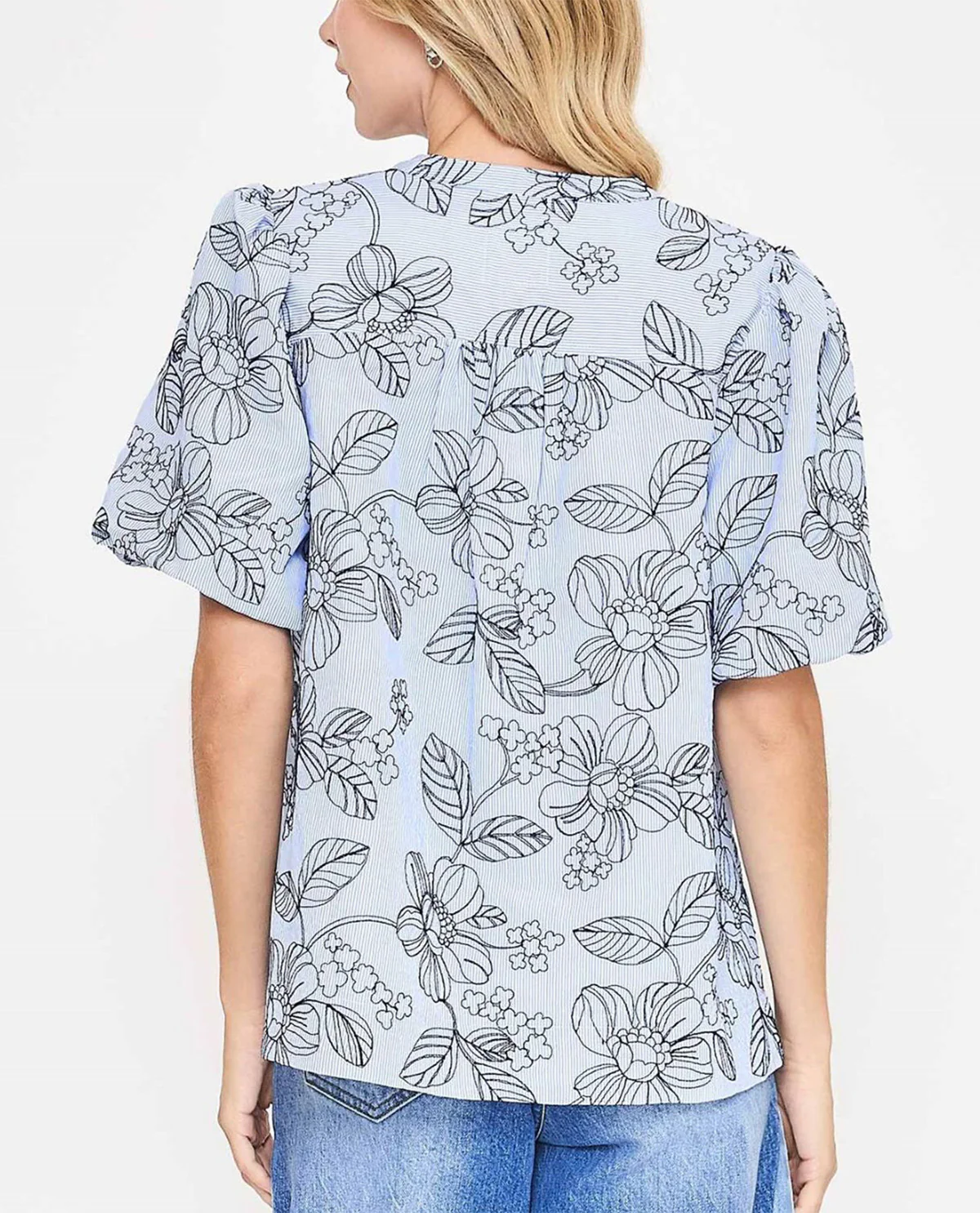 Umgee Embroidered Floral Print Blouse - Image 3