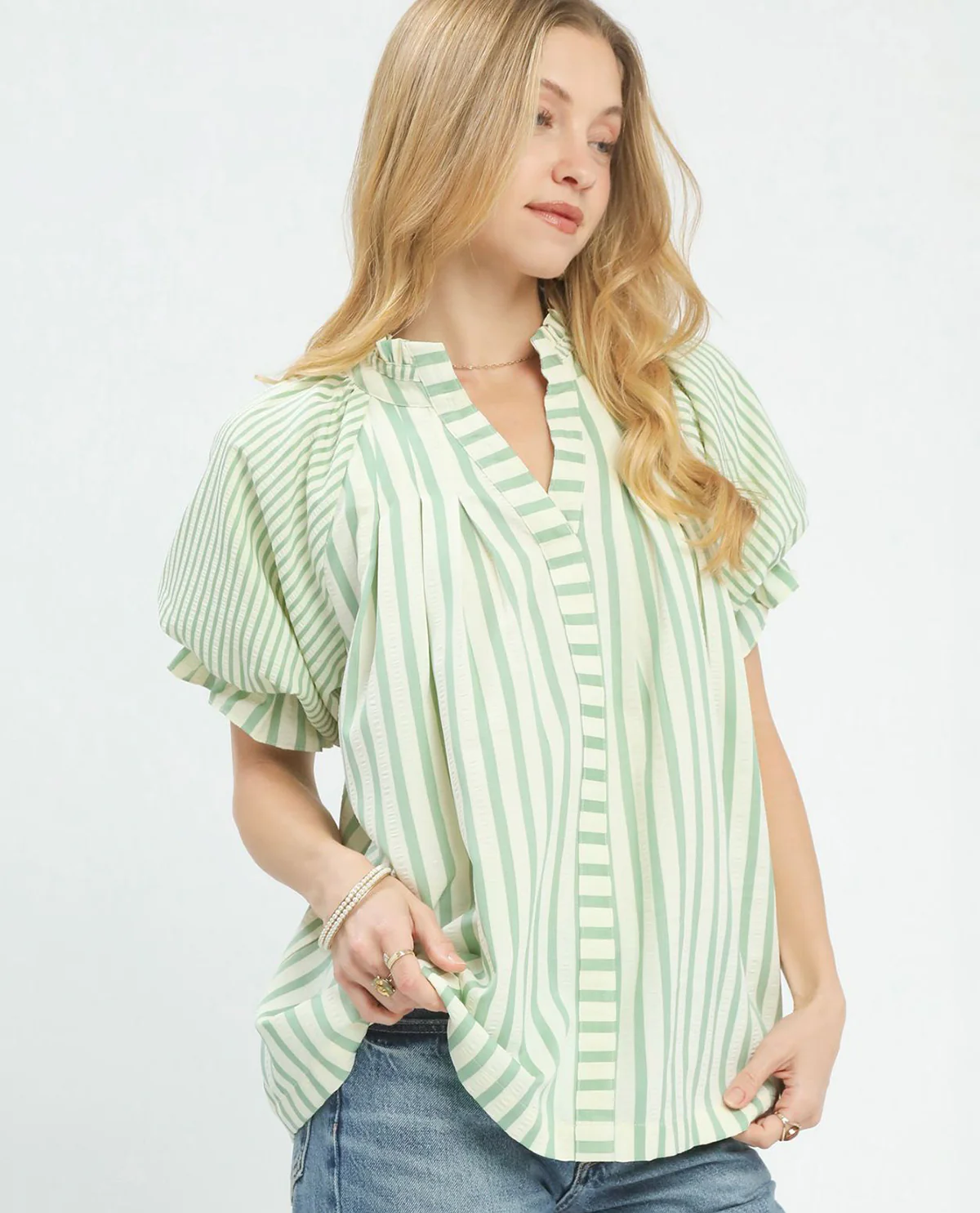 Umgee Stripe Vneck Top - Image 2