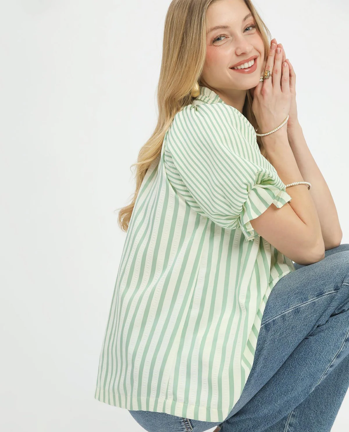 Umgee Stripe Vneck Top - Image 5