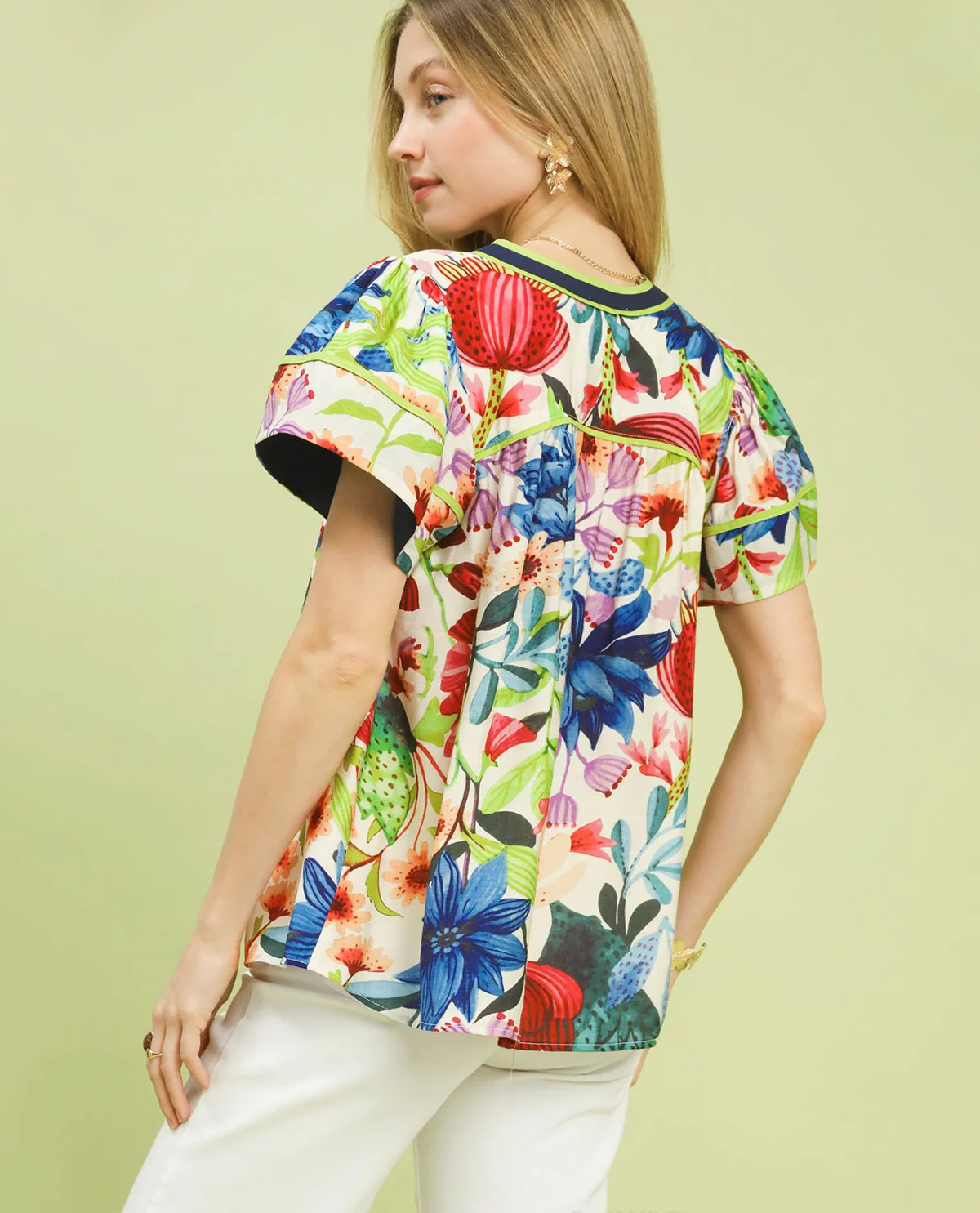 Umgee Vneck Floral Print Top - Image 3