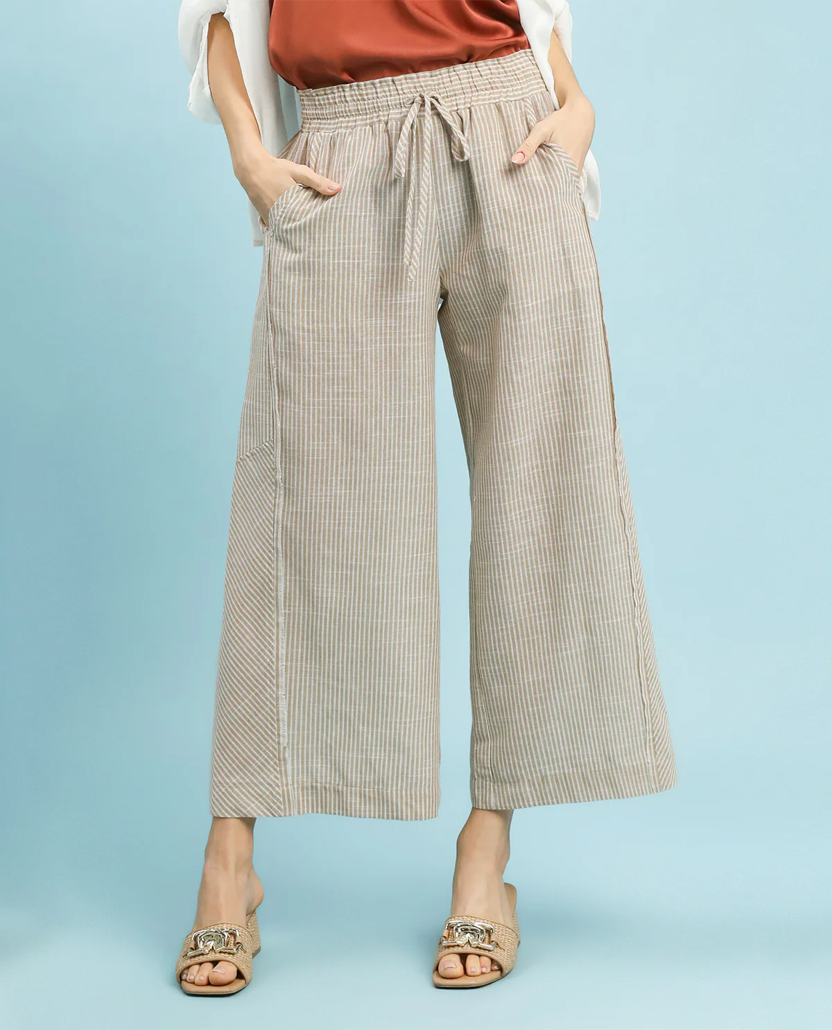 Umgee Washed Stripe Wide Leg Pant - Image 4