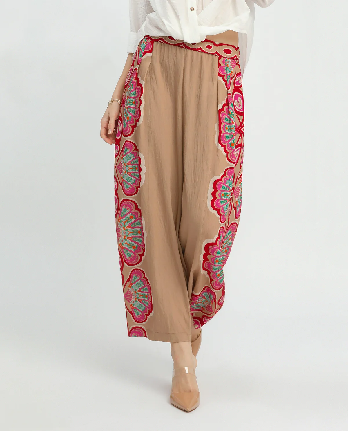 Umgee Wide Leg Print Soft Latte - Image 2
