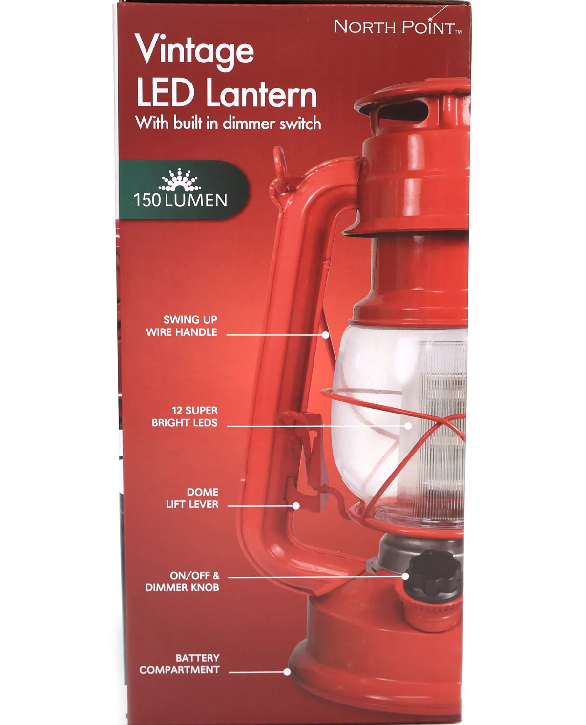 Vintage Red LED Dimmable Lantern - Image 2
