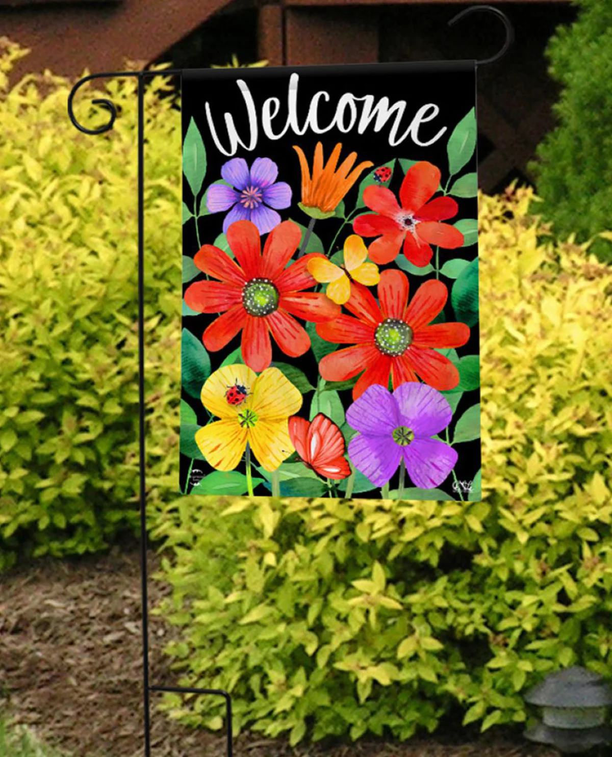 Whimsy Flowers Spring Garden Flag - Image 2