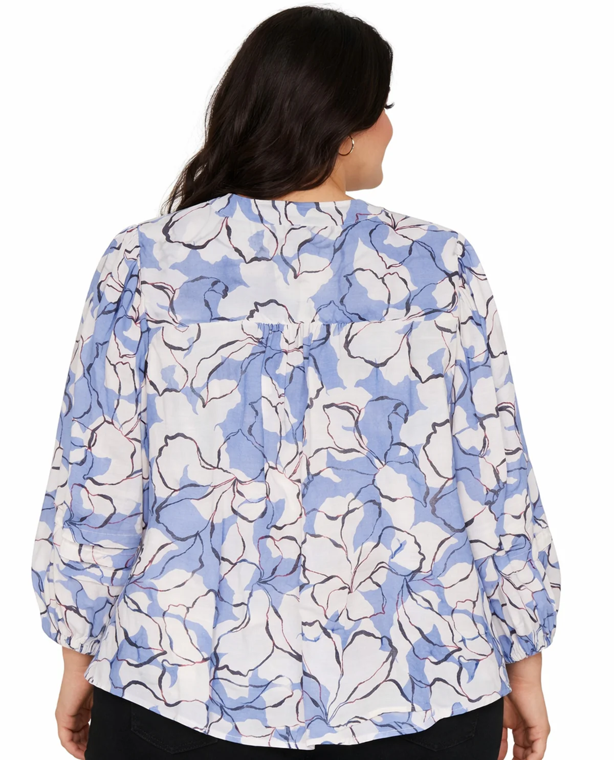 Zac & Rachel Long Sleeve Printed Slub Top Cornflower - Image 2
